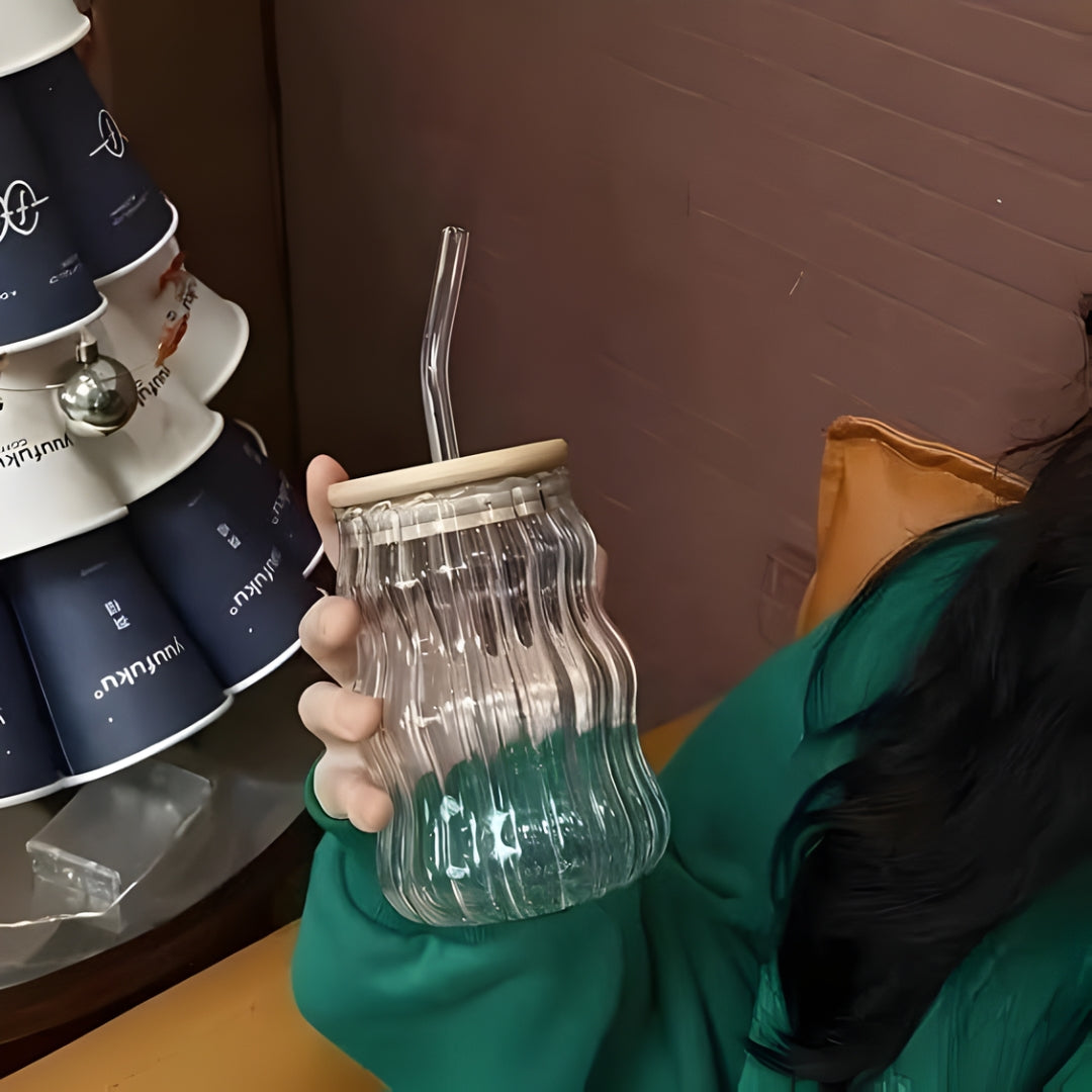 Volcano Glass Mug | Heat-Resistant Straw